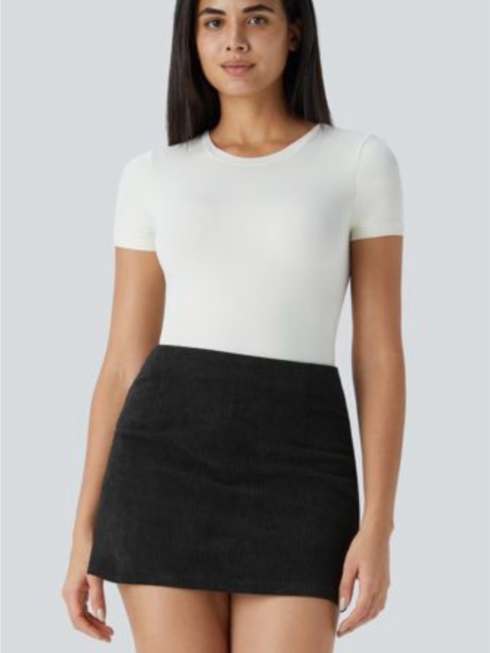 Halara Small Long High Waisted 2 In 1 A Line Mini Corduroy Casual Skirt Skort